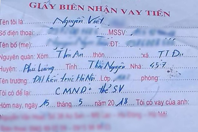 Nghệ An: Nam sinh viên Đại học Kiến trúc Hà Nội treo cổ tự tử để lại giấy vay nợ 2 triệu đồng - Ảnh 1.