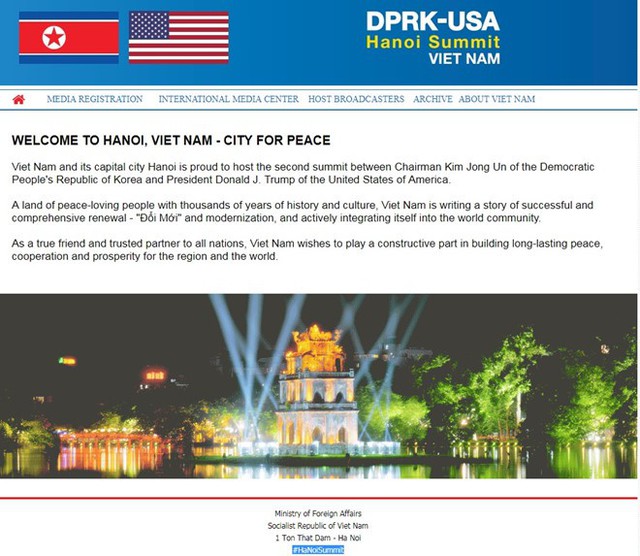 Bộ Ngoại giao Việt Nam mở trang web hỗ trợ thượng đỉnh Mỹ-Triều - Ảnh 1.