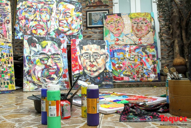 Chiêm ngưỡng những bức tranh của họa sỹ Việt vẽ Chủ tịch Kim Jong Un và Tổng thống Donal Trump  - Ảnh 6.