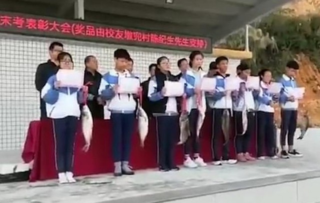 Trường học Trung Quốc thay nhau dùng thịt, cá làm phần thường cho học sinh - Ảnh 1.