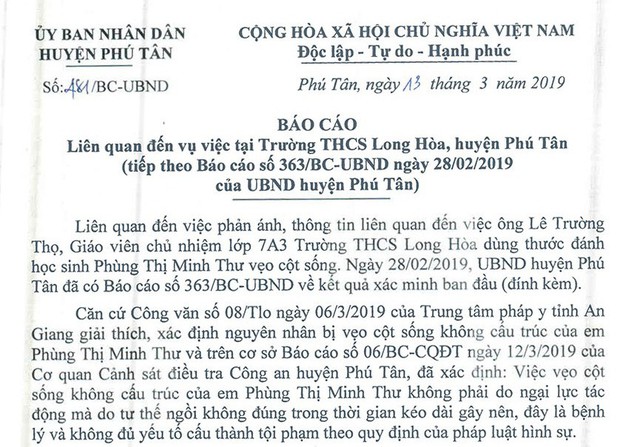 Thầy giáo đánh học sinh đến vẹo cột sống ở An Giang được… giải oan! - Ảnh 1.