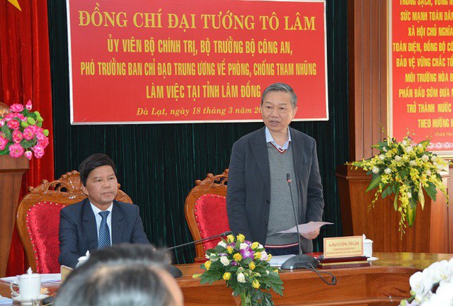 Đại tướng Tô Lâm làm việc với Tỉnh ủy Lâm Đồng về công tác phòng, chống tham nhũng - Ảnh 1.