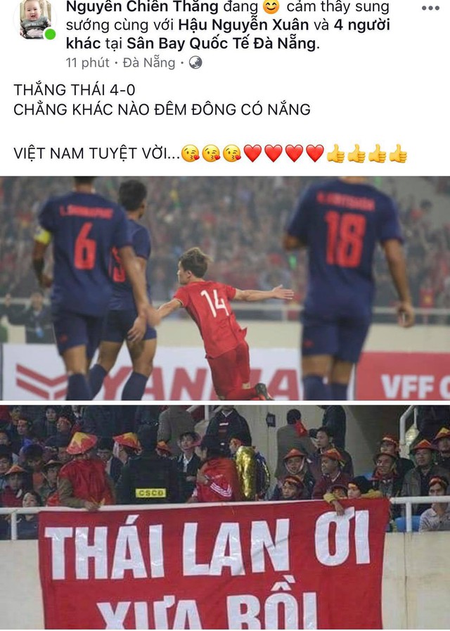Việt Nam thắng Thái tỷ số 4-0, sao Việt phấn khích đứng ngồi không yên - Ảnh 3.