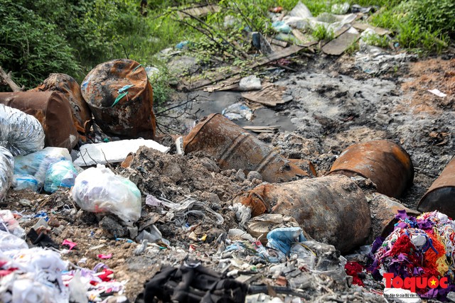 Xác động vật phân hủy, thối rữa cùng rác thải công nghiệp vứt bừa bãi bên Đại lộ Thăng Long - Ảnh 3.