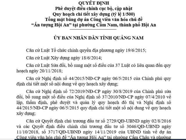 Điều chỉnh nhiều hạng mục tại dự án Công viên văn hóa chủ đề “Ấn tượng Hội An” - Ảnh 1.