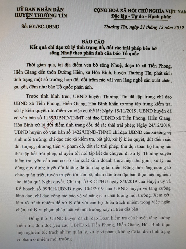 Hà Nội: Huyện thường tín khắc phục tình trạng đốt rác trái phép sau phản ánh của báo Tổ Quốc - Ảnh 1. Hà Nội: Huyện thường tín khắc phục tình trạng đốt rác trái phép sau phản ánh của báo Tổ Quốc - Ảnh 1.