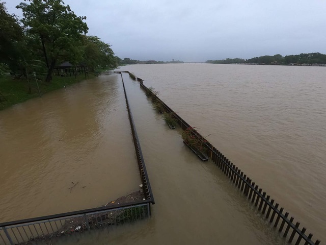 Nước sông Hương dâng cao, cầu gỗ lim tiền tỷ bị nhấn chìm - Ảnh 2.