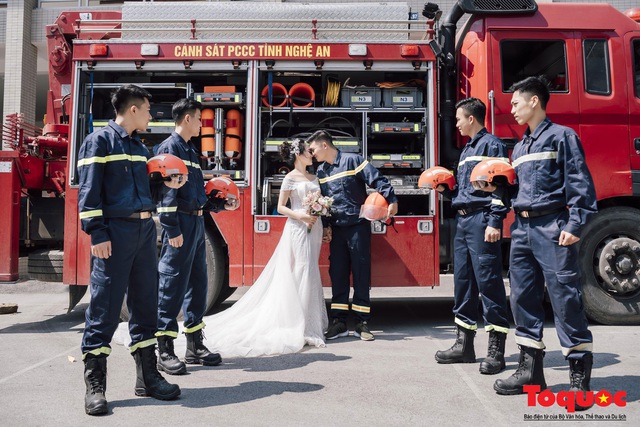 Nghệ An: Bộ ảnh cưới ấn tượng của chàng lính cứu hỏa 9X   - Ảnh 4.