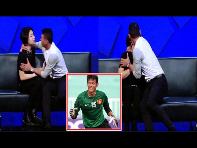 Tranh cãi về hành động cựu thủ môn ĐT Việt Nam cưỡng hôn Quang Trung trên sóng truyền hình - Ảnh 1.