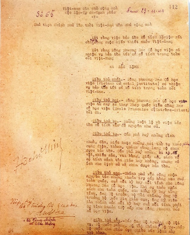 Sắc lệnh 65 (23/11/1945) - Sắc lệnh đầu tiên về bảo tồn di sản văn hóa - Ảnh 1.