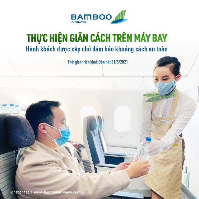 Bamboo Airways thực hiện giãn cách trên máy bay, đảm bảo an toàn tuyệt đối cho hành khách - Ảnh 1.
