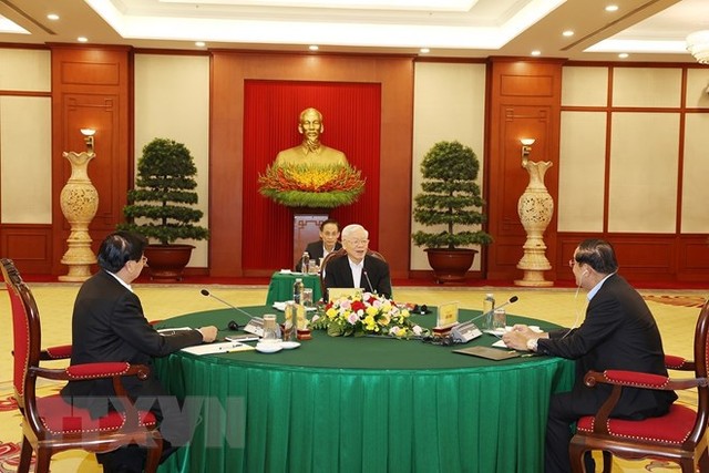 Tổng Bí thư Nguyễn Phú Trọng dự cuộc gặp cấp cao Việt Nam-Campuchia-Lào - Ảnh 1.