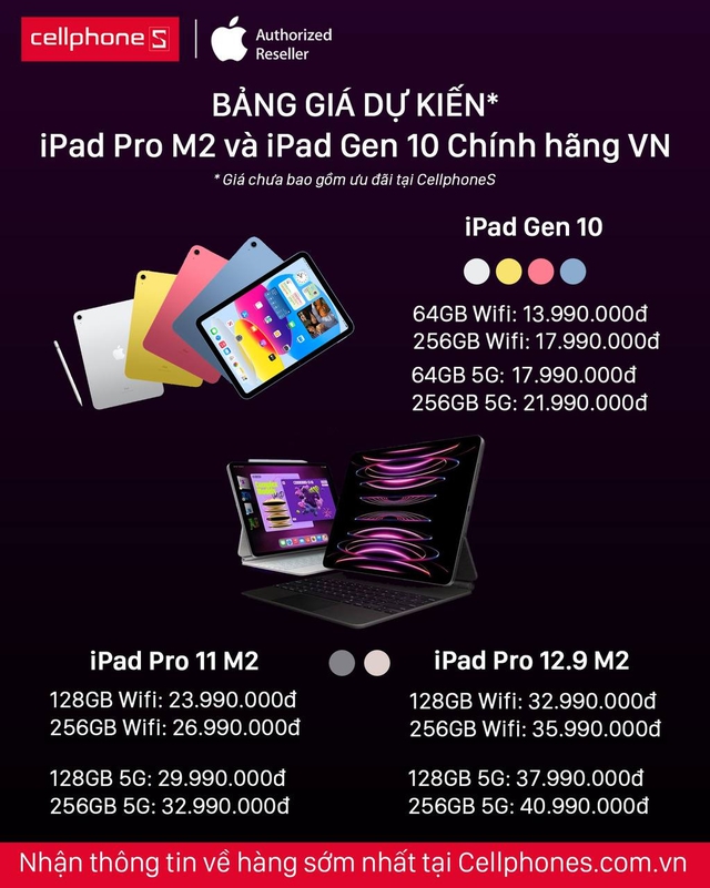 Bảng giá iPad Pro M2, iPad thế hệ 10 dự kiến khi mở bán tại Việt Nam - Ảnh 4.