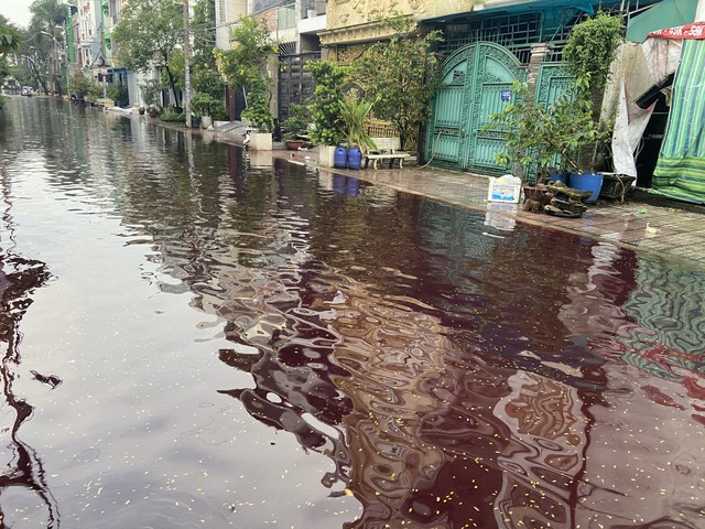Sau cơn mưa, khu dân cư ở TP.HCM bị ngập nước có màu đỏ bất thường  - Ảnh 6.