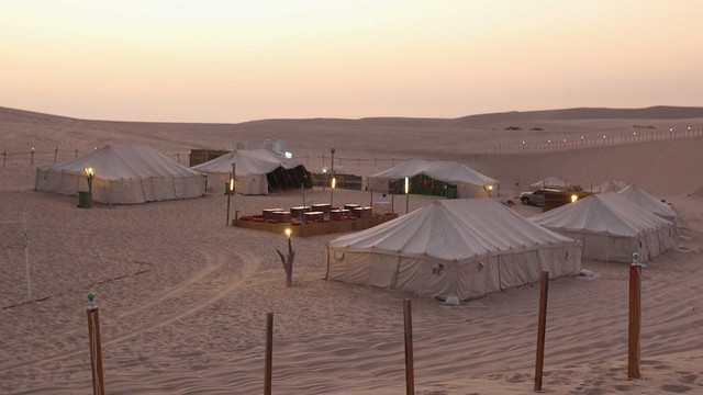 Người hâm mộ thích thú cắm trại giữa sa mạc xem World Cup 2022 - Ảnh 1.