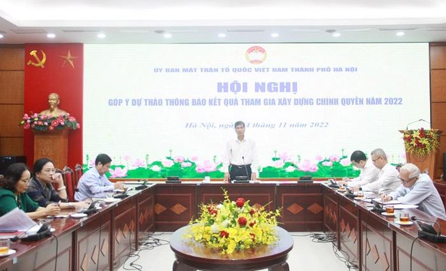 MTTQ TP Hà Nội tổ chức góp ý Dự thảo thông báo kết quả tham gia xây dựng chính quyền năm 2022 - Ảnh 1.