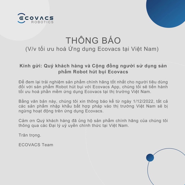 Ecovacs bắt đầu chặn Robot hút bụi nội địa tại Việt Nam - Ảnh 2.