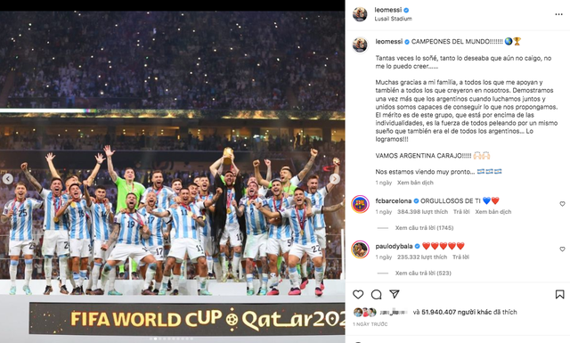 Bức ảnh của Messi phá kỷ lục của Ronaldo mạng xã hội - Ảnh 1.