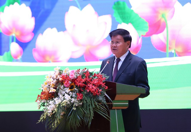 Ảnh: Thường trực Ban Bí thư Võ Văn Thưởng dự Lễ kỷ niệm 60 năm Ngày thiết lập quan hệ ngoại giao Việt Nam - Lào tại thủ đô Viêng Chăn - Ảnh 11.