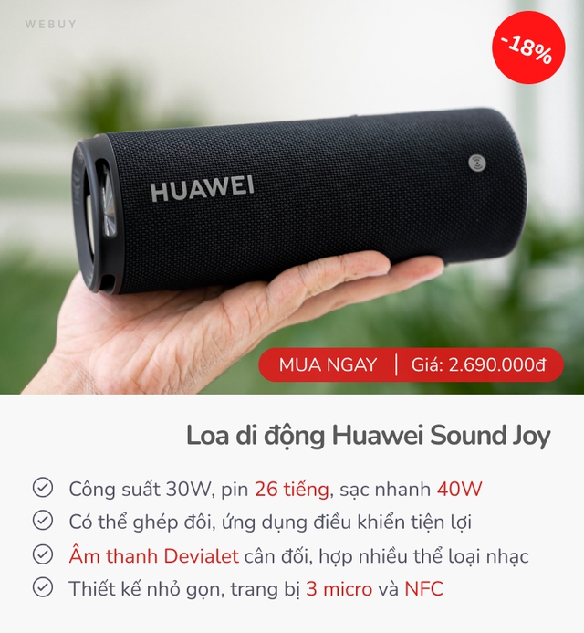 Đánh giá Huawei Sound Joy:  m thanh lớn trong thân hình nhỏ, có đèn đổi màu, pin 26 giờ, sạc nhanh 40W - Ảnh 14.