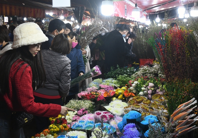 Rét buốt 13 độ C, nhiều cặp đôi tay trong tay đi sắm hoa Tết tại chợ hoa Quảng An - Ảnh 11.