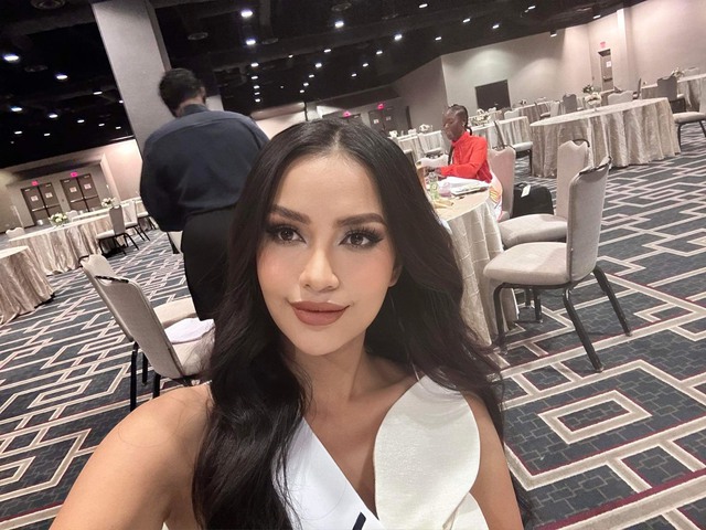 Ngọc Châu rạng rỡ trong ngày 2 nhập cuộc, nhận điều đặc biệt từ đại diện Việt Nam có thành tích cao nhất tại Miss Universe  - Ảnh 3.
