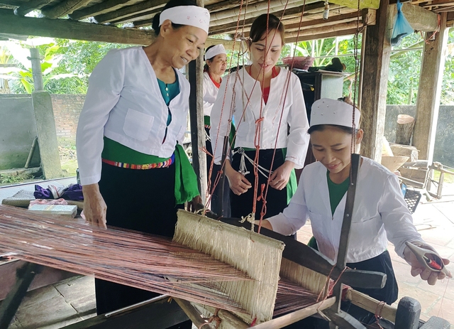 Truyền dạy nghề dệt thổ cẩm cho đồng bào Mường Phú Thọ - Ảnh 1.