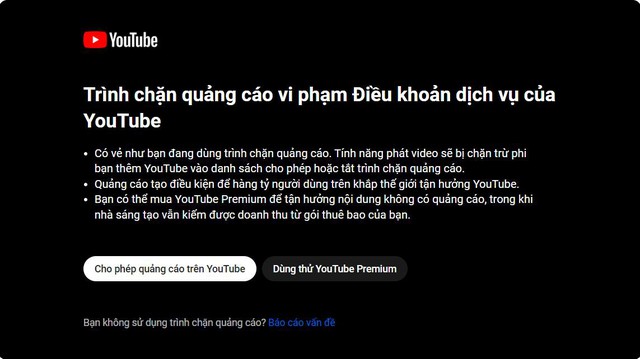 YouTube "ấn áp" trình chặn quảng cáo, người dùng muốn xem video không quảng cáo phải mua gói Premium - Ảnh 1.