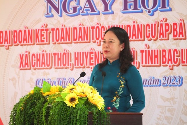 Phó Chủ Chủ tịch nước Võ Thị Ánh Xuân dự “Ngày hội Đại đoàn kết toàn dân tộc” tại Bạc Liêu - Ảnh 1.