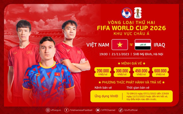 Cách mua và nhận vé xem trận tuyển Việt Nam và Iraq ở vòng loại World Cup 2026 trên sân Mỹ Đình - Ảnh 1.