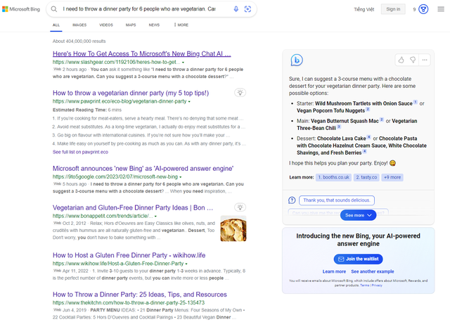 Tuyên bố "bắt đầu cuộc đua", Microsoft giới thiệu công cụ tìm kiếm Bing mới, tích hợp ChatGPT - Ảnh 2. Tuyên bố "bắt đầu cuộc đua", Microsoft giới thiệu công cụ tìm kiếm Bing mới, tích hợp ChatGPT - Ảnh 2.