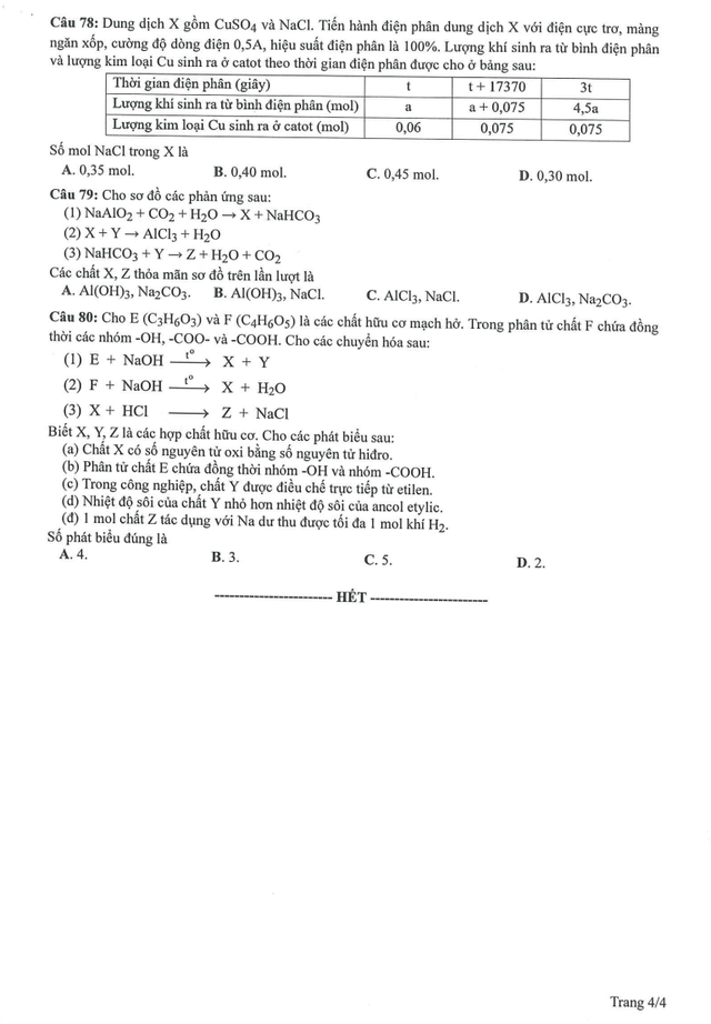 Đề thi minh họa tốt nghiệp THPT năm 2023 môn Hoá học - Ảnh 4.