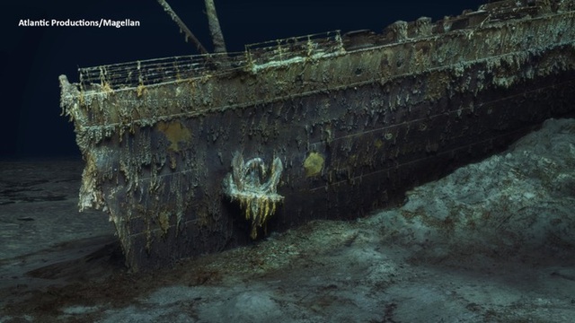 Hình ảnh 3D hoàn chỉnh đầu tiên về xác tàu Titanic dưới đáy biển, hé lộ chi tiết chưa từng biết về vụ chìm tàu - Ảnh 2.