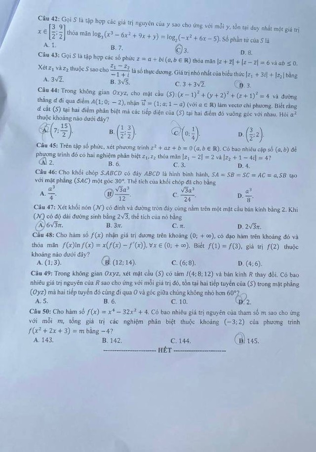 CHÍNH THỨC: Đề Toán kỳ thi tốt nghiệp THPT 2023  - Ảnh 5.