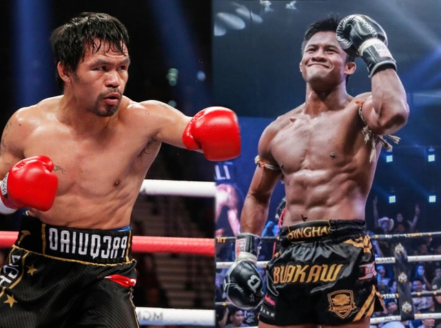 Huyền thoại Manny Pacquiao thượng đài quyền Anh cùng Buakaw - Ảnh 1.