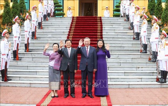 Tổng Bí thư, Chủ tịch nước Tô Lâm đón và hội đàm cấp cao với Tổng Bí thư, Chủ tịch nước Lào Thongloun Sisoulith  - Ảnh 6.