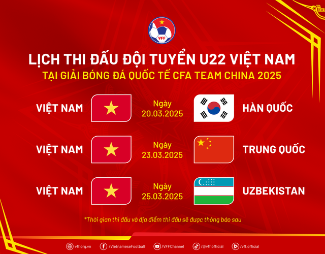 Đội tuyển U22 Việt Nam tham dự giải quốc tế tại Trung Quốc dịp FIFA Days tháng 3/2025 - Ảnh 2.