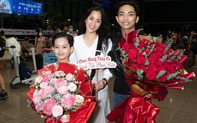 Nửa đêm muộn, con trai mang hoa ra sân bay đón vợ chồng Khánh Thi - Phan Hiển sau thành công tại SEA Games 31