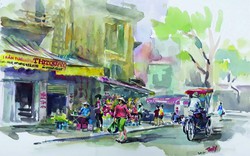 Lưu giữ vẻ đẹp phố cổ Hà Nội qua những bức ký họa