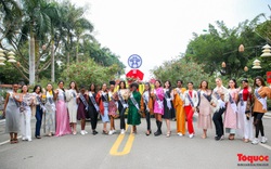 Dàn mỹ nhân Hoa hậu Du lịch thế giới khoe sắc cùng Lễ hội hoa Mê Linh