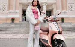 Thí sinh Hoa hậu Việt Nam Bé Quyên diện cây hồng xuống phố, hút hồn như một nàng búp bê