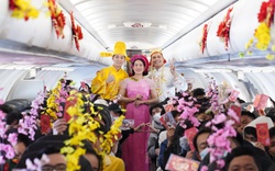 Các hãng hàng không Việt đưa không khí Tết lên tàu bay