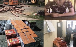 Thanh Hóa: Phát hiện xe khách vận chuyển gỗ giáng hương và 427kg pháo các loại