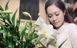 MC Hoàng Trang dịu dàng bên mùa hoa loa kèn