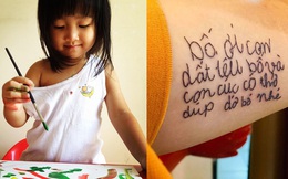 Mẩu giấy nhắn con gái 4 tuổi viết khiến ông bố nhòe mắt, quyết định xăm toàn bộ lên cánh tay