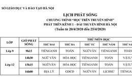 Mới nhất: Lịch phát sóng Chương trình Dạy học trên truyền hình Hà Nội cho học sinh các cấp học từ ngày 20-25/4