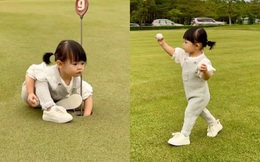 Tiểu thư &quot;ngậm thìa vàng&quot; Vbiz lần đầu ra sân golf, làm 1 việc được netizen khen tấm tắc!