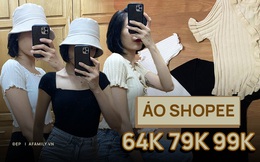 Trên tay chiếc áo 64k mua trên Shopee, mình đã mặc thử để kiểm chứng xem hàng có y hình 