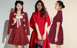 5 mẫu váy đỏ sành điệu để chị em du xuân đón Tết