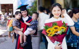 Nữ sinh hoa khôi đem con đến dự lễ tốt nghiệp: Đang học thì lấy chồng, 3 năm sinh 2 nhóc